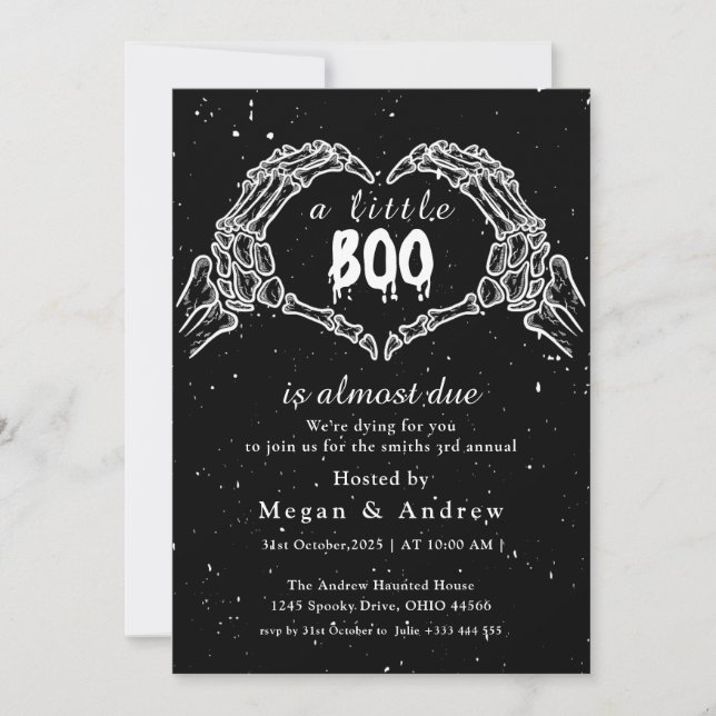 Invitation Mains osseuses en forme de coeur Fête Halloween (Devant)