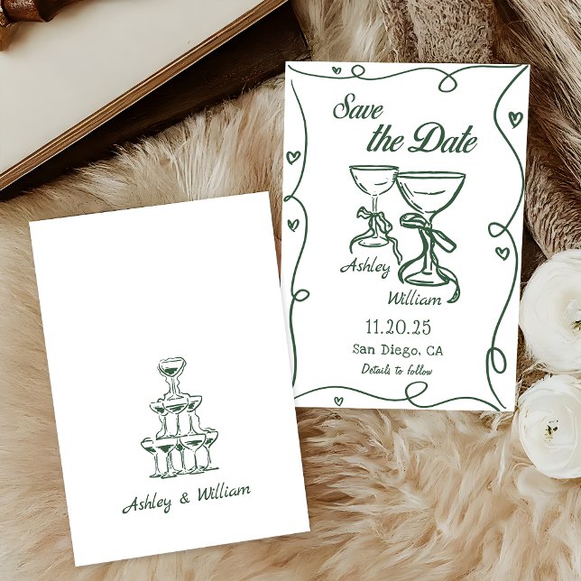 Invitation Mains Whimsical Creutée Mariage Enregistrer La Dat (Créateur téléchargé)
