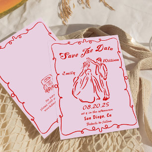 Invitation Mains Whimsical Rose Tirée Mariage Enregistrer La