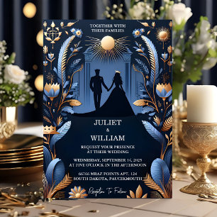 Invitation Maintenant Castle Luxury Fuchsia Crown Royal Blue