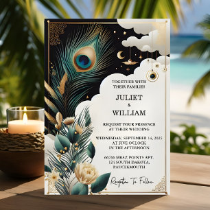Invitation Maintenant Feather Russe Sky Cloud Mariage