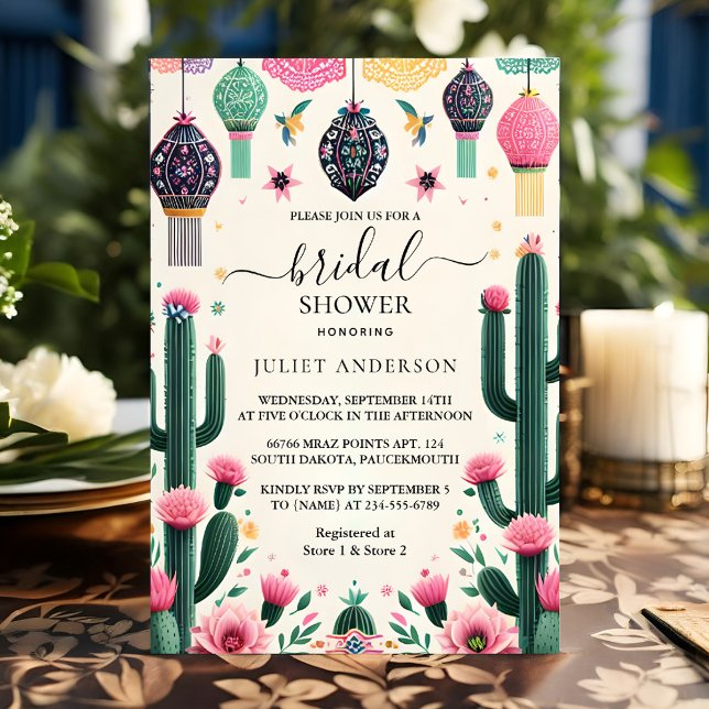 Invitation Maintenant Fiesta Cactus Voyage Mexicains Fête des (Créateur téléchargé)