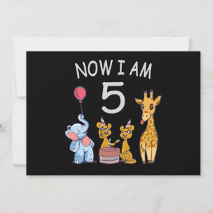 Invitation Maintenant, j'ai 5 ans 5e anniversaire au Zoo