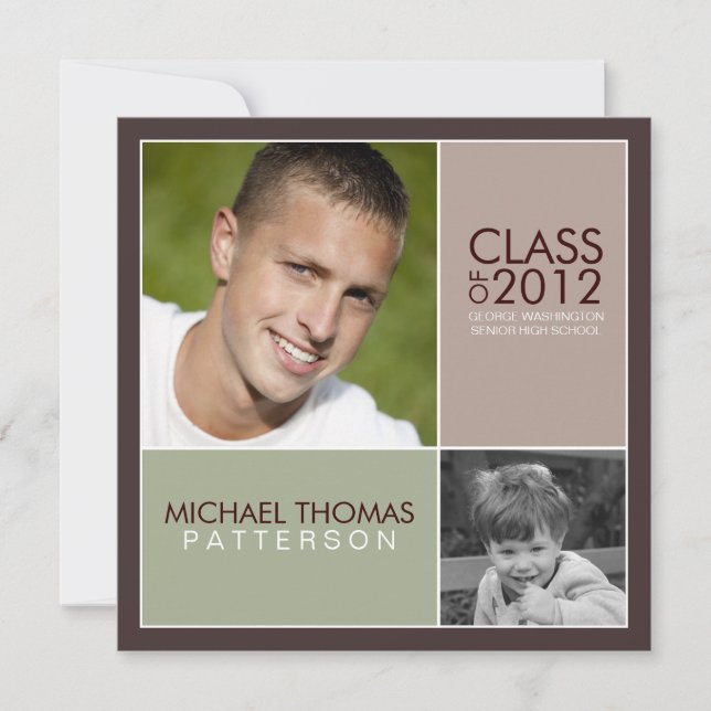 Invitation Maintenant Moderne Bloc Graduation Party Invitatio (Devant)