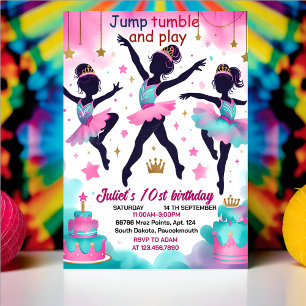 Invitation maintenant moderne mignon fille jump gymnastique 1