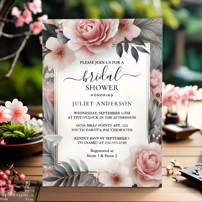 Invitation Maintenant Soie rose Boho Peony Dusty Fête des mar (Créateur téléchargé)