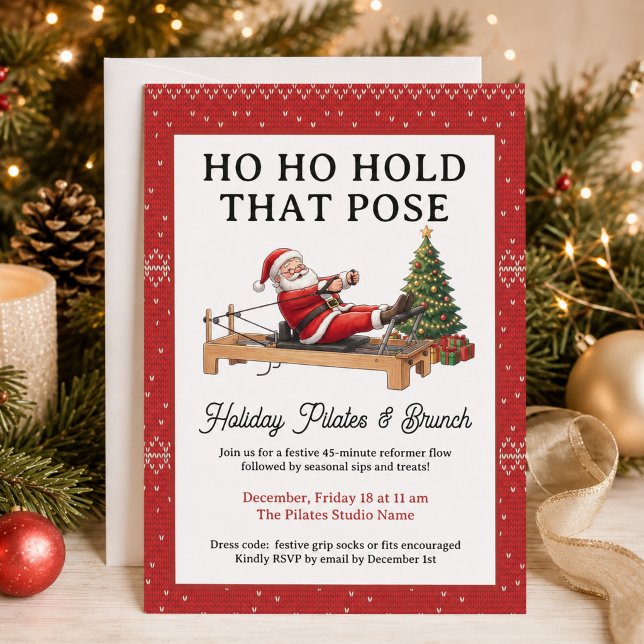 Invitation Maintenez cette pose drôle Pilates Noël Brunch (HoHoHold That Pose Funny Christmas Pilates Brunch Invitation
)