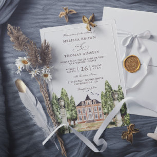 Invitation Maison anglaise à l'aquarelle Budget Code QR Maria