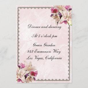 Invitation Maison Blanche Fleur Rose Marbre Noir Réception