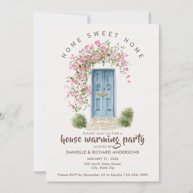 Invitation Maison Chaleureuse Beige Marron Fête de Chauffage  (Devant)