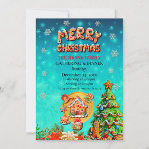 Invitation Maison de bonbons en pain d'épices de Noël, et Nou