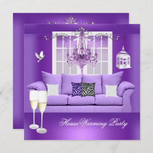 Invitation Maison de charme Champagne violet Chandelier Canap
