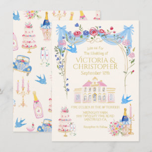 Invitation Maison de Château Français Mariage Fantaisiste