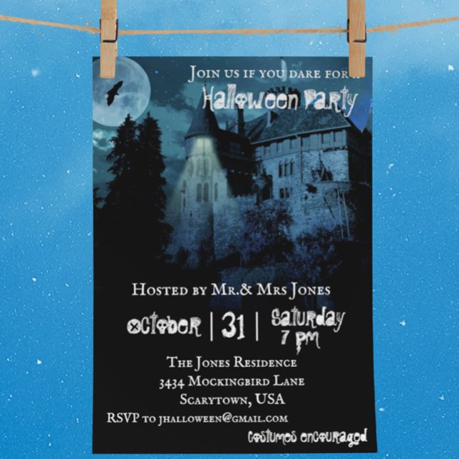Invitation Maison de Château Hanté Halloween Soir (Créateur téléchargé)