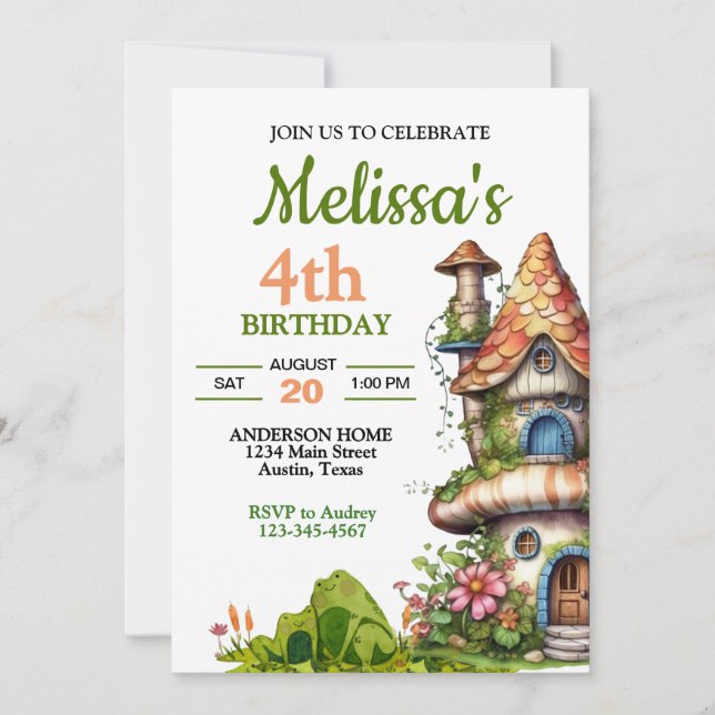 Invitation Maison de Fée de la Forêt Magique Anniversaire (Devant)
