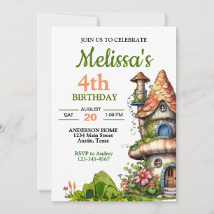 Invitation Maison de Fée de la Forêt Magique Anniversaire
