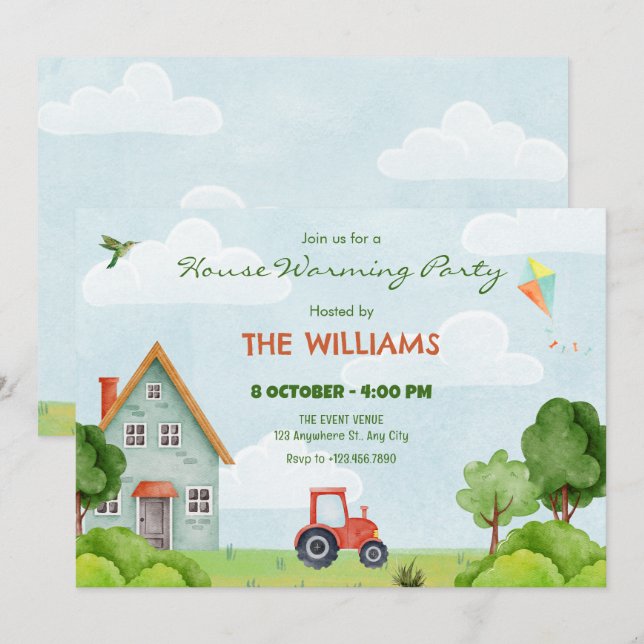Invitation Maison de ferme verte  (Devant / Derrière)