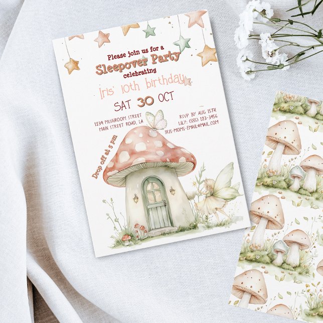Invitation Maison de la fée de champignons, anniversaire de l (Créateur téléchargé)