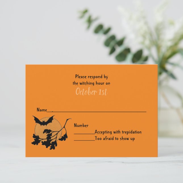 Invitation Maison de la fête d'Halloween de mariage RSVP (Debout devant)