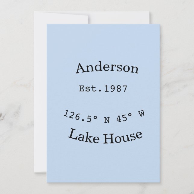 Invitation Maison de lac etc. Date année coordonnées personna (Devant)