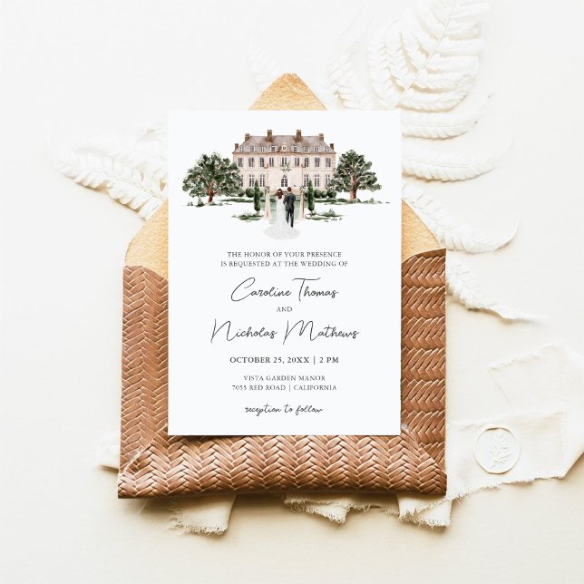 Invitation Maison de maître anglaise classique aquarelle pour (Créateur téléchargé)
