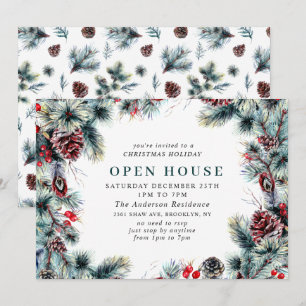 Invitation Maison de Noël aux Baies de Houx Élégante