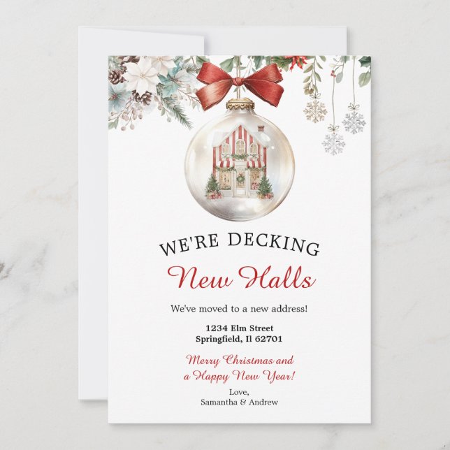 Invitation Maison de Noël Classique Bauble d'Hiver Nouvelle A (Devant)