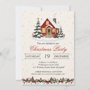 Invitation Maison de Noël Nordique Vintage Fête de Fêtes