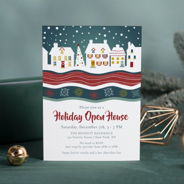 Invitation Maison de Noël Village de Noël Fête Maison Ouverte (Créateur téléchargé)