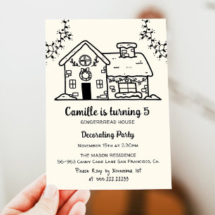 Invitation Maison de pain d'épices décorant fête d'anniversai