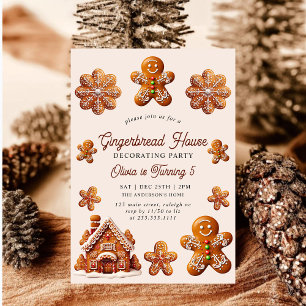 Invitation Maison de pain d'épices Noël 5e fête d'anniversair