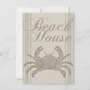 Invitation Maison de plage crabe rivage côtier vintage