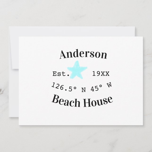 Invitation Maison de plage Date année coordonnées personnalis (Devant)