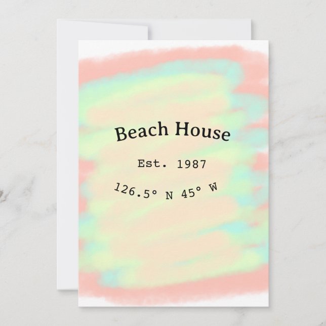 Invitation Maison de plage etc. Date année coordonnées person (Devant)
