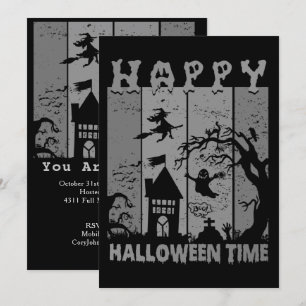 Invitation Maison de sorcière de Halloween fantôme de cimetiè
