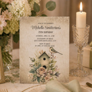 Invitation Maison d'oiseau Botanique Nature 75e Anniversaire