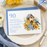 Maison d'oiseau oiseau Bleu Fleurs Jaunes 90e Anni