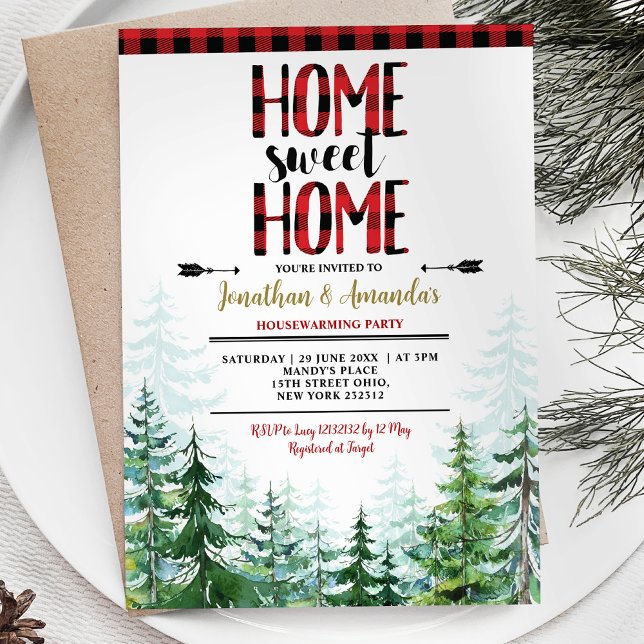 Invitation Maison douce maison Fête de Chaufferie d'Hiver Bûc (Créateur téléchargé)