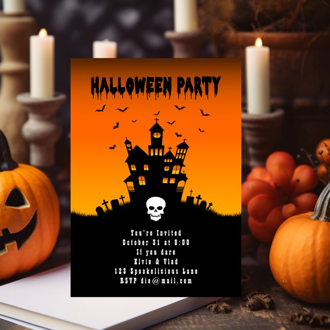 Invitation Maison éffrayante de la fête d'Halloween avec chau (Créateur téléchargé)