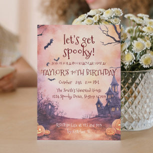 Invitation Maison éffrayante et chauves-souris Halloween fête