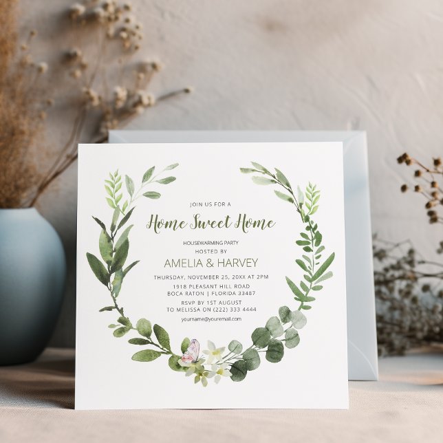 Invitation Maison élégante et douce Fête de pendaison de crém (Créateur téléchargé)