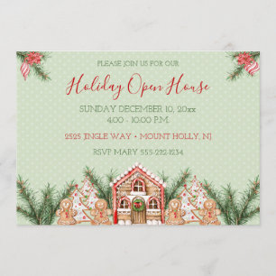 Invitation Maison en pain d'épice de Noël à la campagne