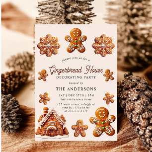 Invitation Maison en pain d'épice décorant la fête de Noël