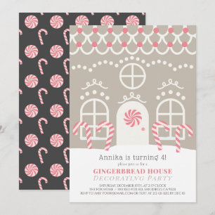 Invitation Maison en pain d'épice décorer fête d'anniversaire