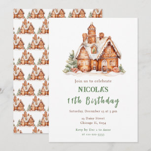 Invitation Maison en pain d'épice décorer fête d'anniversaire
