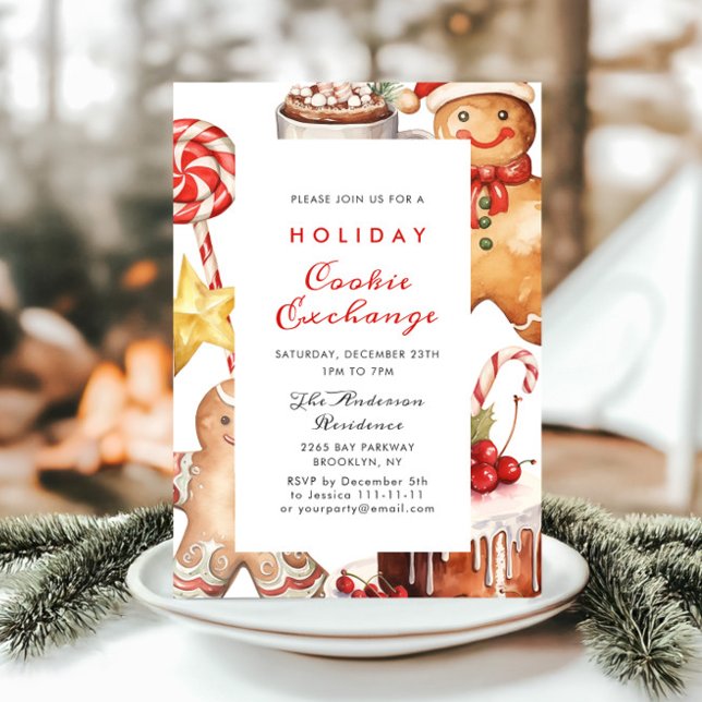 Invitation Maison en pain d'épice Échange de biscuits Noël fê (Créateur téléchargé)