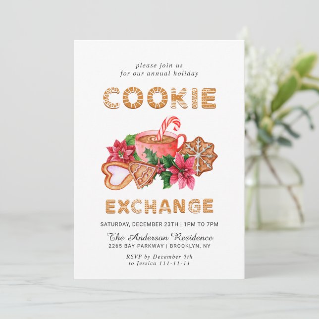 Invitation Maison en pain d'épice Échange de biscuits Noël fê (Debout devant)