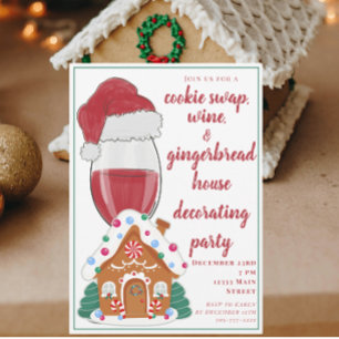 Invitation Maison en pain d'épices de Noël, échange de cookie