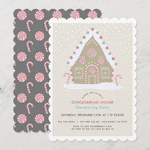 Invitation Maison en pain d'épices Décor Fête Beige