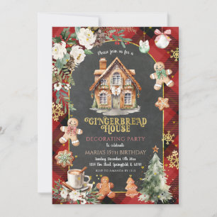Invitation Maison en pain d'épices Décoration fête Noël Plaid